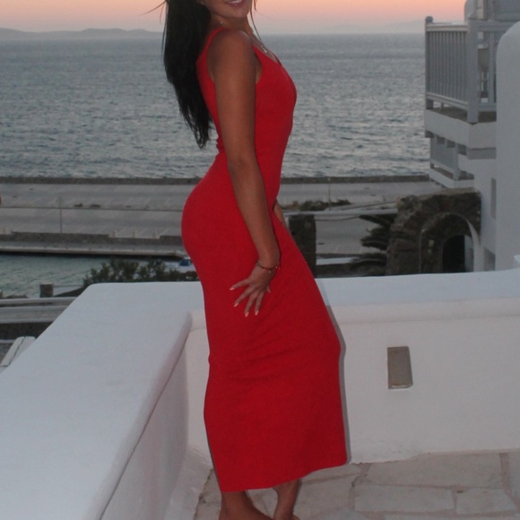 ASOS Smooth Red Strappy Dress - Picture 4 of 4